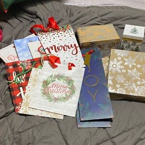 Festive Holiday Gift Bags and Boxes Set